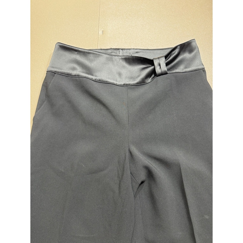 St. John Black Satin Waistband Wide Leg Dress Pants Side Zip Womens‎ Size 6 - Picture 3 of 8